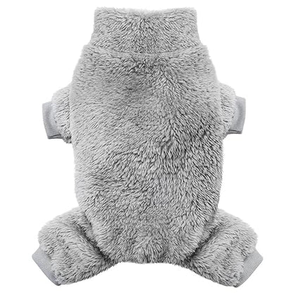 Idepet Velvet Dog Pajamas, Turtleneck Dog Sweater Fuzzy Plush Onesie Soft Cat Apparel Pet Clothes Winter Outfit Doggy Pjs Puppy Jumpsuit for Small Dogs Cats (Grey,S) - color: Grey, size: Small