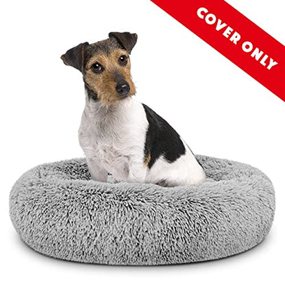 The Dog’s Bed Replacement Zip Cover for Calming Plush Donut Dog Bed, Silver Grey Fur, Medium - color: Silver Grey Fur, size: Spare Cover (Medium)