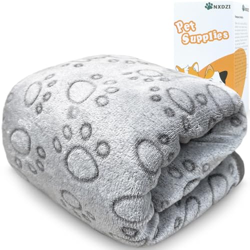 Dog Blankets for Large Dogs, 1 Pc Dog Blanket Washable, Soft Fluffy Flannel Pet Blanket Mat Cover for Bed Couch, Cute Print Puppy Blanket 60" x 50" - color: Grey-1 Pc
