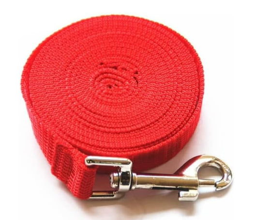 30ft Red Nylon Pet Leash Training Lead (Red) - color: red