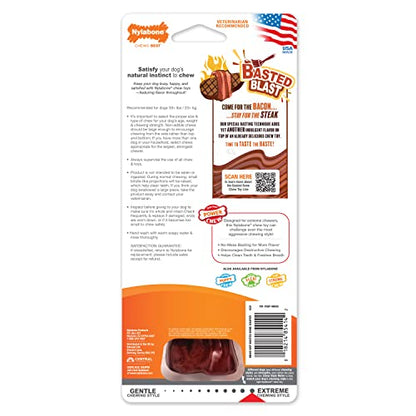 Nylabone Textured Bone Power Chew Toy for Dogs, Durable & Tough Dog Toys for Aggressive Chewers, Basted Blast Bacon and Steak Flavor, X-Large Dogs - 50+ lbs, 1 Count - size: X-Large