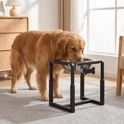 Metal Elevated Dog Bowls, Raised Dog Bowls for Medium/Large Breeds with One 111oz Stainless Steel Water Bowls, 3 Adjustable Height (8.8"/11.5"/14") Dog Bowl Stand Protect Neck & Joints - size: 8.8-14" | M/L/XL Dogs | 1×111oz Bowls
