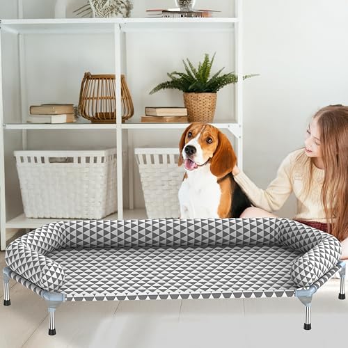 Orthopedic Dog Beds for Large Dogs - Removable Bolsters & cleanable Cover,Elevated Outdoor Dog Bed,Easy to Assemble,Up to 130lbs,Extra Large - size: 6 Sided Bolster X-large