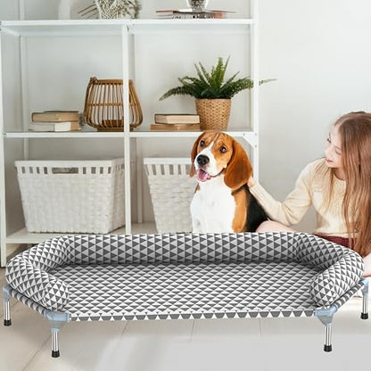 Orthopedic Dog Beds for Large Dogs - Removable Bolsters & cleanable Cover,Elevated Outdoor Dog Bed,Easy to Assemble,Up to 130lbs,Extra Large - size: 6 Sided Bolster X-large