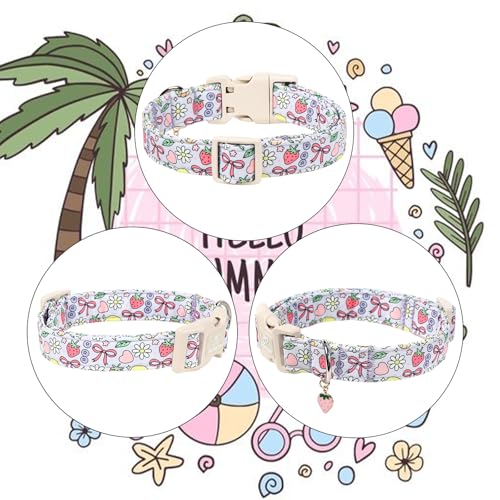 Summer Dog Collar Cute Lavender Dog Collars for Puppy Small Dogs - Lightweight Adjustable Fruit Printed Female Dogs Everyday Collar with Safety Buckle XS - color: Fruit Garden, size: XS