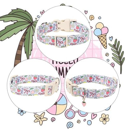 Summer Dog Collar Cute Lavender Dog Collars for Puppy Small Dogs - Lightweight Adjustable Fruit Printed Female Dogs Everyday Collar with Safety Buckle XS - color: Fruit Garden, size: XS