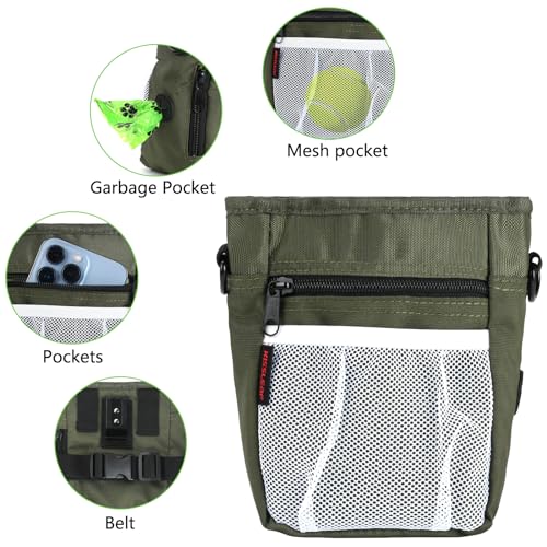 kissleaf Dog Treat Pouches for Pet Training with Magnetic Closure Treat Pouches for Pet Training,Large Dog Treat Training Pouch and Dog Clicker,Training Treat Pouch Built-in Poop Bag Dispenser-Green - color: Green