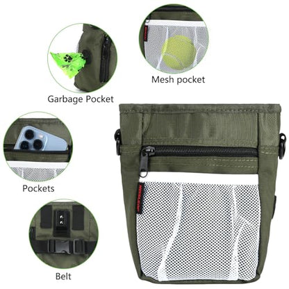 kissleaf Dog Treat Pouches for Pet Training with Magnetic Closure Treat Pouches for Pet Training,Large Dog Treat Training Pouch and Dog Clicker,Training Treat Pouch Built-in Poop Bag Dispenser-Green - color: Green