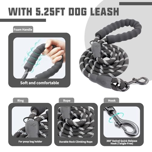 AUROTH Dog Harness and Leash Set, Soft Padded Service Dog Vest with 5.25FT Dog Leash, No Choke, Easy On Pet Vest, Adjustable Reflective No Pull Dog Harness Small Sized Dog, Easy Walking and Training - color: Black, size: Small
