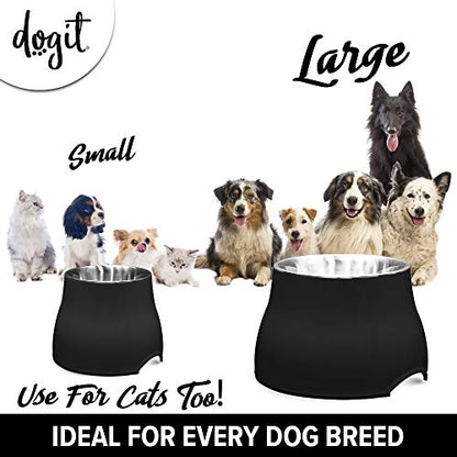 Dogit Elevated Dog Bowl, Stainless Steel Dog Food and Water Bowl for Large Dogs, Black, 73752 - color: Black, size: Large