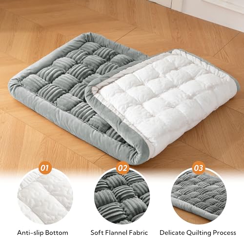 Dog Bed for Car Back Seat Soft Plush Backseat Pet Bed Mat Non-Slip Travel Pet Mat, Fuzzy Plaid Dog Seat Cover, Fit for Backseat Extenders and Trucks SUVs (Light Gray, 54" x 24.8") - color: Light Gray