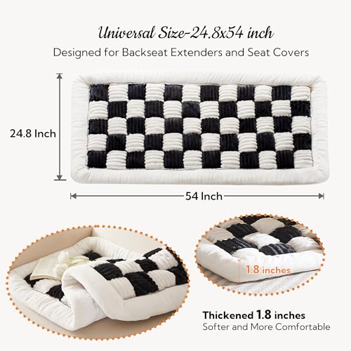 Backseat Pet Bed Mat,Dog Bed for Car,Fuzzy Dog Seat Cover for Car Back Seat, Non-Slip Travel Pet Mat, Fit for Backseat Extenders and Seat Covers (White and Black) - color: White and Black
