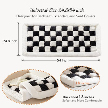 Backseat Pet Bed Mat,Dog Bed for Car,Fuzzy Dog Seat Cover for Car Back Seat, Non-Slip Travel Pet Mat, Fit for Backseat Extenders and Seat Covers (White and Black) - color: White and Black
