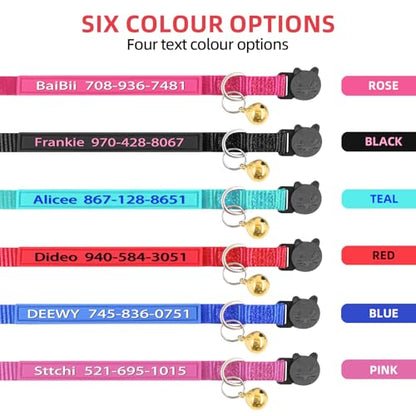 Personalized Custom Cat Collars,Custom ID Collar with Pet Name and Phone Number, Adjustable Kittens Nylon Collars Breakaway with Bells for Boy Girl (Normal) - color: Normal
