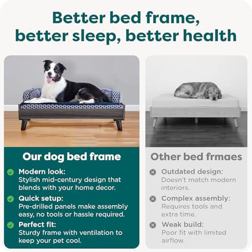 Furhaven Elevated Dog Bed Frame for 30" x 20" Medium Dog Beds, Easy Assembly - Mid-Century Modern Bed Frame - Gray Wash, Medium - color: Veneer Gray Wash, size: 30" x 20"