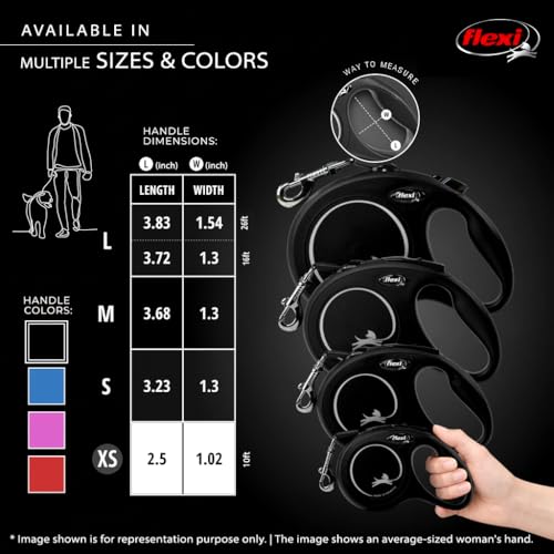 FLEXI New Classic Small Tape Retractable Dog Leash for Small Dogs Upto 26 lbs. – 10 ft., Black | Tangle Free Pet Walking Leash with One-Handed Brake, Pause, Lock|German Quality Product - color: Black, size: Small - 10 Feet (Tape)