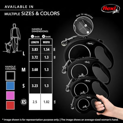 FLEXI New Classic Small Tape Retractable Dog Leash for Small Dogs Upto 26 lbs. – 10 ft., Black | Tangle Free Pet Walking Leash with One-Handed Brake, Pause, Lock|German Quality Product - color: Black, size: Small - 10 Feet (Tape)