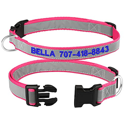 Reflective Personalized Dog Collars - Custom Dog Collar Embroidered with Name and Phone Number for Boy and Girl Dogs,Adjustable for Puppy Small Medium Large Dogs - color: Polyester