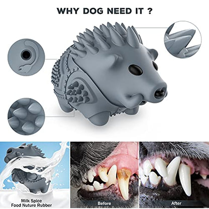 Dog Chew Toys for Aggressive Chewers,Larg Dog Bones Toys,Dog Toys for Indestructible Squeaky Chewers,Clean Teeth Non Toxic Environmentally Friendly,100% Natural Rubber&Milk Flavor - color: Gray