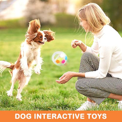 Dog Calming Ball with Handle Pet Dog Football Shape Toy Squeaky Floating Rubber Ball Floating Fetch Balls for Anxiety Relief in Small Medium Large Dogs(Color:White) - color: White