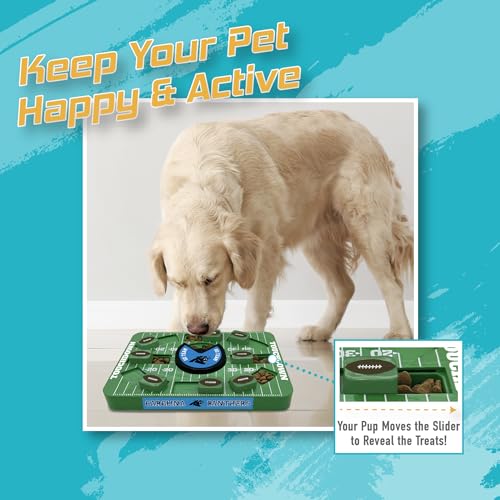 Pets First NFL Carolina Panthers Large Puzzle Toy, Interactive Treat Dispenser, Slow Feeding Toy for Dogs - color: CAROLINA PANTHERS, size: Large
