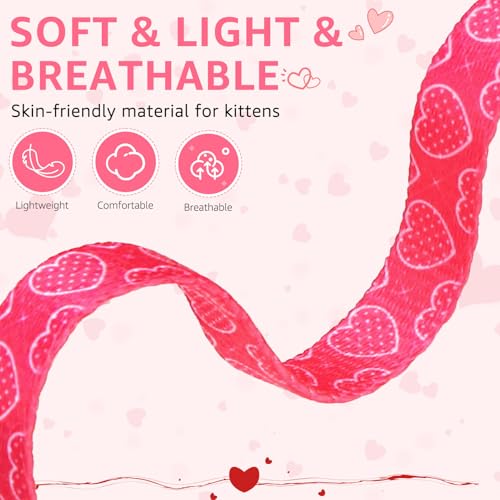 SCENEREAL Valentine's Day Cat Bandana Collars with Bell Bowtie - 2 Pack Breakaway Pink Kitten Collars, Adjustable Cute Love Heart Pet Accessories for Cats Small Dogs - color: Bandanas & Bow (Heart-Pink)