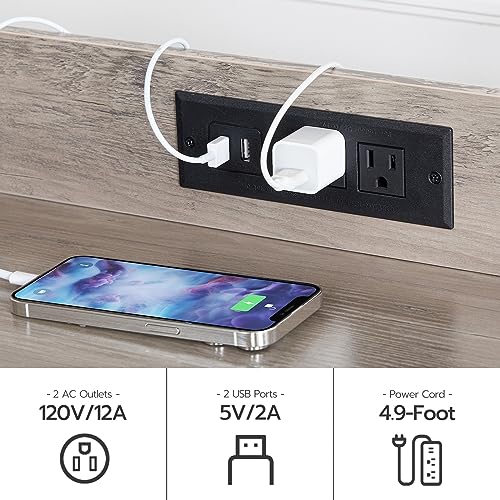 HOOBRO Litter Box Enclosure with 2 Storage Shelves, Tall Litter Box Furniture Hidden with Charging Station, Indoor Hidden Litter Box Furniture with Plush Mat, Greige BG70UMW01 - color: Greige
