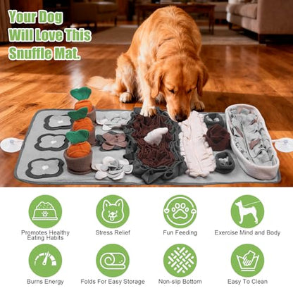 Snuffle Mat for Dogs Large Breed - 32'' X 20'' Washable Durable Sniff Mat for Slow Feeding Training, Enrichment Puzzle Toy for Mental Stimulation & Stress Relief - color: Gray-Black