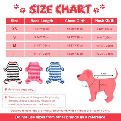 Dog Pajamas, Stretchy Puppy Jammies Onesie, Comfy Doggie Striped Pjs, Lightweight Soft Puppy Outfit, Dogs Clothes for Small Size Girl Boy(White,XS) - color: Black, size: X-Small (Chest 12.2 in)
