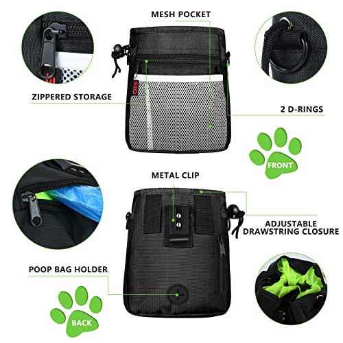SZO Dog Treat Pouch - 3 Ways to Wear Treat Pouches for Pet Training and Clicker Taining for Dogs, Dog Training Treat Pouch Bag and Dog Clicker for Training with Waist Belt Shoulder Strap - Black - color: Black