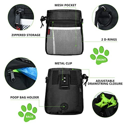 SZO Dog Treat Pouch - 3 Ways to Wear Treat Pouches for Pet Training and Clicker Taining for Dogs, Dog Training Treat Pouch Bag and Dog Clicker for Training with Waist Belt Shoulder Strap - Black - color: Black
