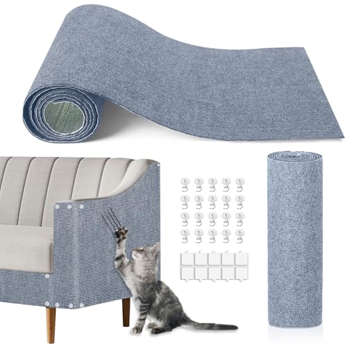 Cat Scratching Mat, 118.5"x15.9" Trimmable Self-Adhesive Cat Scratch Carpet, Couch Protector from Cats Claws, Furniture Corner Protectors for Cats, Indoor Furniture Protection for Chair (Light Gray) - color: Light Gray