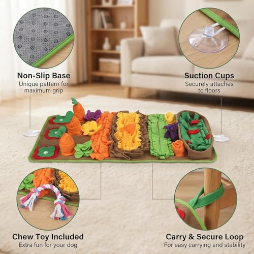 Snuffle Mat for Dogs Large Breed - 32'' X 20'' Washable Durable Sniff Mat for Slow Feeding Training, Enrichment Puzzle Toy for Mental Stimulation & Stress Relief - color: Green-Yellow
