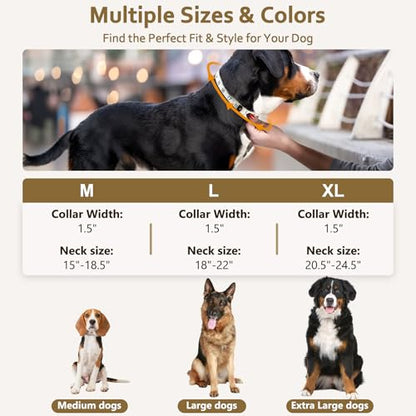 Heavy Duty Tactical Dog Collar and Leash Set, Military Training Nylon Reflective Collar with Handle Metal Buckle for Medium Large Dogs, Brown,M (1 Patch Included) - color: Reflective Collar Brown Set, size: Medium