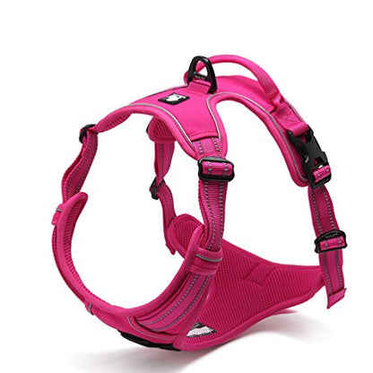 SGODA Dog Harness Nylon with Reflective Dog Vest, Medium, Pink - color: Fuchsia, size: Medium Chest 22-27"