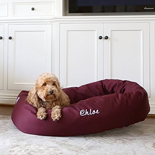 Majestic Pet 40" Round Dog Bed - Personalized Cozy Soft Washable Calming Donut Dog Bed w/ Spine Support - Burgundy (40x29x9) Large - color: Burgundy, size: Large