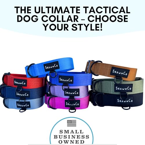 ShawnCo Basecamp Dog Collar- Premium, Adjustable, Heavy-Duty Nylon Tactical Dog Collar with Metal Buckle for Medium and Large Dogs (Moonglow, S) - color: Moonglow, size: S- No Handle