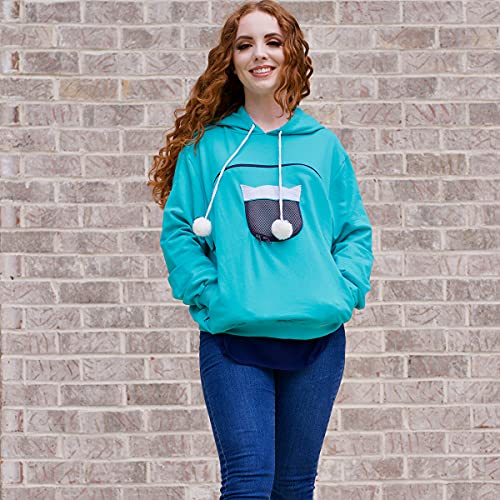 ALYC Unisex Hoodies Pet Holder Cat Dog Large Pouch Carriers Pullover with Cat Printing Sweatshirt (Green-S) - color: Green, size: Small
