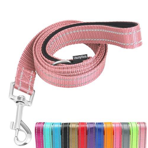 Reflective Nylon Dog Leash for Walking,Strong Dog Leash with Padded Handle for Medium and Large Dogs,6 FT,Pink - color: Pink, size: 1" x 6 FT