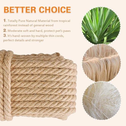 Cat Scratching Post Replacement, 4 Pieces Cat Scratcher Cat Tree Replacement Parts, 15.4'' x 2.67" Dia + 7.87“ x 2.67" DiaNatural Sisal Rope Cat Scratch Posts Include M8 Screws, Grey - color: Grey