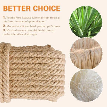Cat Scratching Post Replacement, 4 Pieces Cat Scratcher Cat Tree Replacement Parts, 15.4'' x 2.67" Dia + 7.87“ x 2.67" DiaNatural Sisal Rope Cat Scratch Posts Include M8 Screws, Grey - color: Grey