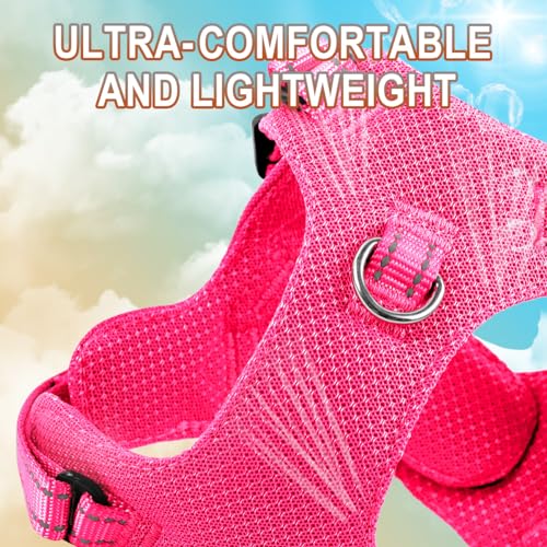 Dog Harness Step in Dog Vest Harness, Reflective Adjustable Puppy No Pull Harness Breathable Soft for Small and Medium Dogs Cats, Pink, XS - color: Pink, size: X-Small