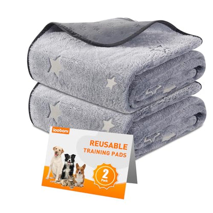 LOOBANI Washable Dog Pads, Fast Absorption Reusable, Waterproof Whelping, Non Slip Pet Playpen Mat for Dogs, Grey 2 Pack 36 x 72 in - size: 36x72 in(2 Pack)