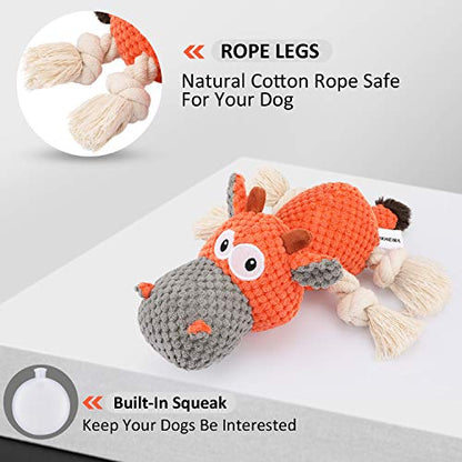 IOKHEIRA Dog Plush Toy for Large Aggressive Chewers,Indestructible Dog Squeaky Toys,Stuffed Animals Toys with Cotton Material and Crinkle Paper,Durable Chewing Toys (Carrot Orange, Cattle) - color: Carrot Orange