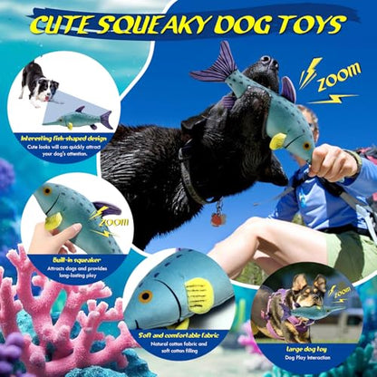 Fuufome Large Squeaky Dog Chew Toy, Ideal Dog Toys for Chewers, for Small and Medium Breed Puppies or Dogs - color: Light blue