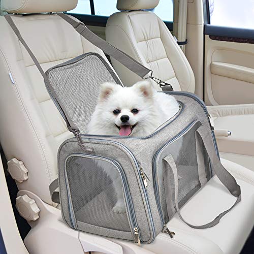 Henkelion Large Cat Carriers Dog Carrier Pet Carrier for Cats Dogs Puppies up to 25Lbs, Big Dog Carrier Soft Sided, Travel Puppy Carrier - Large - Grey - color: Grey, size: 20.0"L x 13.0"W x 13.0"H