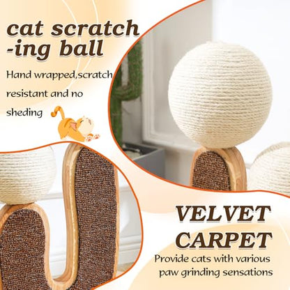 Cactus-Shaped Cat Scratching Post with Cat Scratcher, Interactive Toy Balls, Handmade with Natural Materials, Cute Cat Scratching Post, Easy-to-Clean Cat Furniture - color: XRZ-2-1