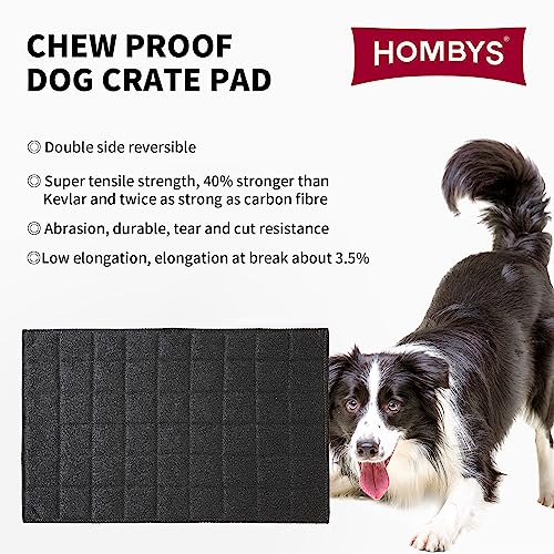 HOMBYS Chew Proof Dog Crate Bed Mat, 22"x35" Indestructible Kennel Pad for Aggressive Chewers, Plaid Durable Puppy Crate Mats for Medium Dogs Cages - size: Medium(35" L x 22" W)