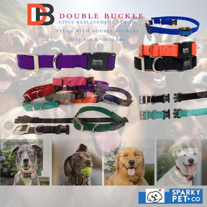 Sparky Pet Co - ECollar Replacement Strap - Easy Release Double Buckle Dog Collar - Rugged Nylon - Adjustable - D Ring - Quick Release Metal Clasp - for Invisible Fence Systems - 1" x 28"- Grey - color: Grey, size: 1" Wide