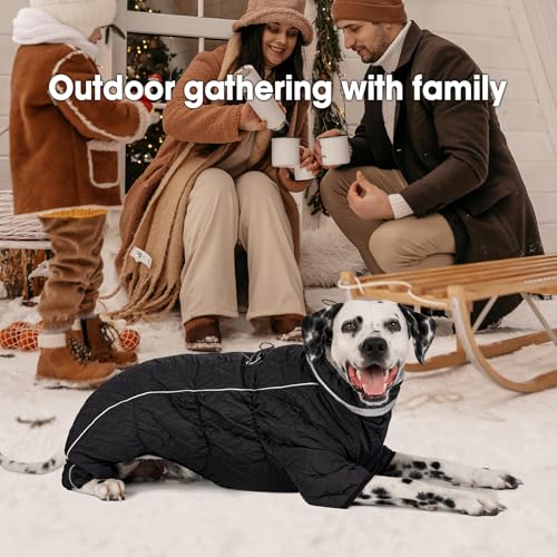 Four Legged Dog Winter Coat for Small Dogs, Warm Puppy Onesie Clothes Christmas, Reflective Turtleneck Dog Jacket with Buckles & D-Rings, Puffer Cold Weather Coat Zipper - color: Dark Grey, size: Large